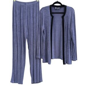 Slinky Brand Purple Pantsuit with Black Trim